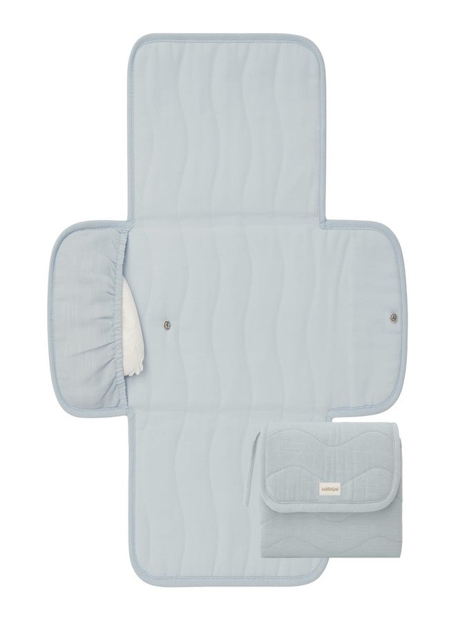 Toddlekind Mini Maven Portable Changing Pad – Travel Diaper Clutch for Babies, Organic Cotton & Water-Resistant, Compact Foldable Diaper Changing Mat with Pocket (Blue) - Image 1